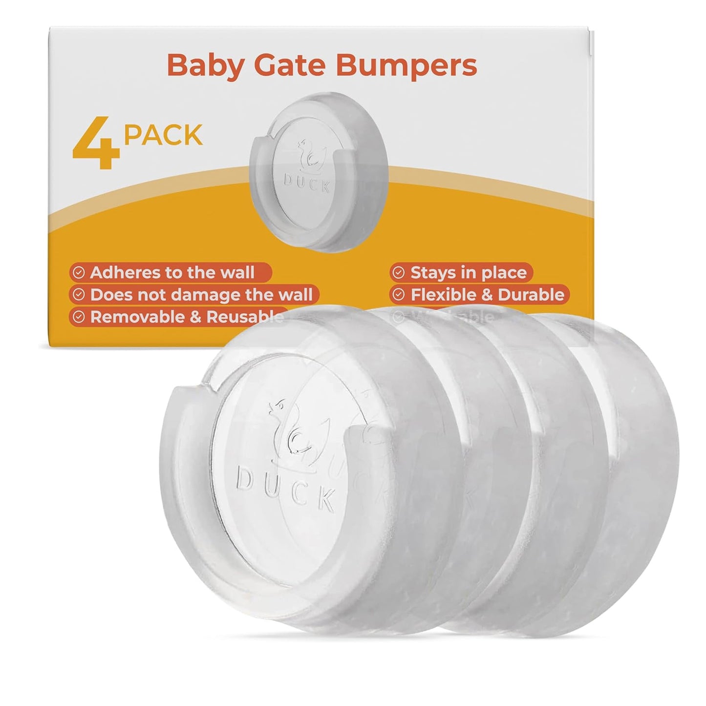 Ducki 2" Clear Self-Adhesive Baby Gate Bumpers (4 Pack) - Durable & Reusable Guard Protectors