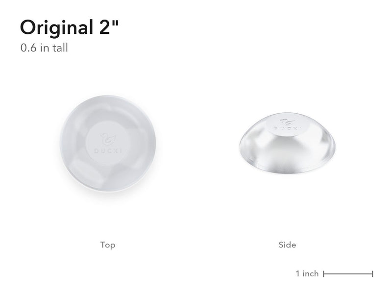Original 2 inch Ducki protector, top and side view, 0.6 inch tall