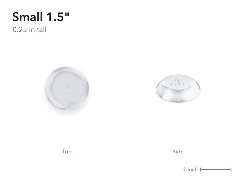 Small 1.5 inch Ducki protector, top and side view, 0.25 inch tall