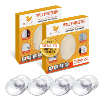 Ducki 2" Clear Door Stop Protectors (8 Pack) - Washable Self-Adhesive Wall Protection