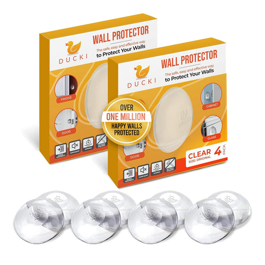 Ducki 2" Clear Door Stop Protectors (8 Pack) - Washable Self-Adhesive Wall Protection